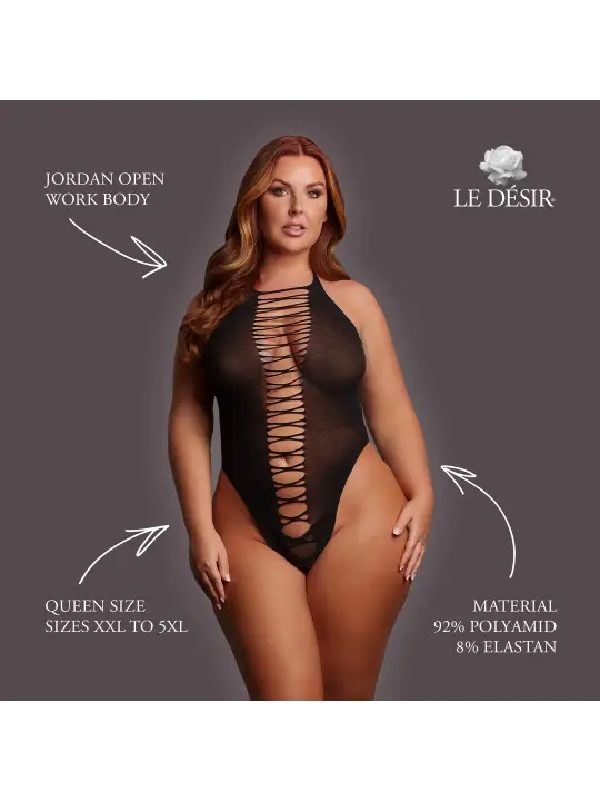 JORDAN - OPEN WORK BODY - QUEEN SIZE - BLACK