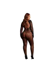 ROXY - LEOPARD OPEN KNIT CAT SUIT - QUEEN SIZE - BLACK