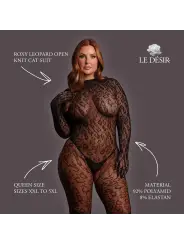 ROXY - LEOPARD OPEN KNIT CAT SUIT - QUEEN SIZE - BLACK