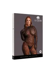 ROXY - LEOPARD OPEN KNIT CAT SUIT - QUEEN SIZE - BLACK