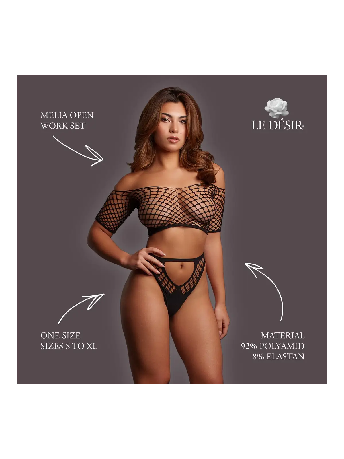 MELIA - OPEN WORK SET - ONE SIZE - BLACK