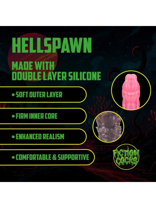 HELLSPAWN - SILICONE DILDO - RED/BLACK