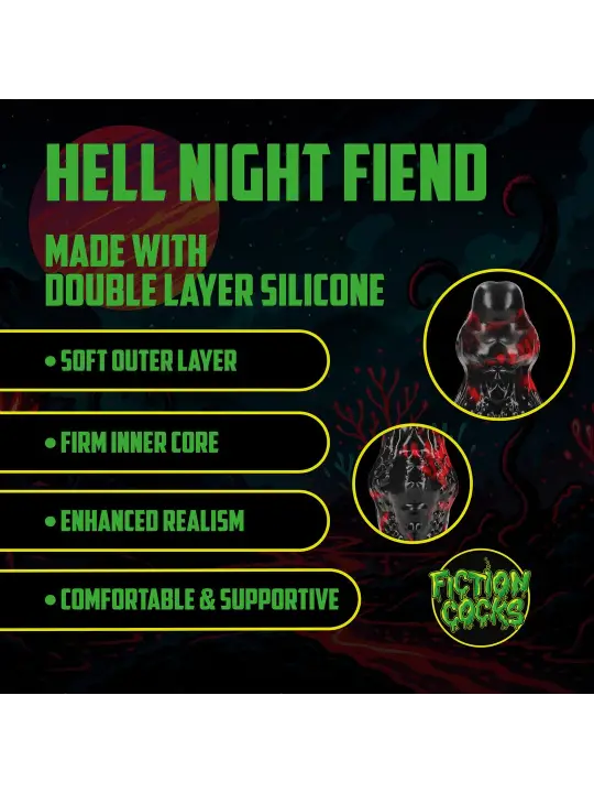 HELL NIGHT FIEND - SILICONE DILDO - RED/BLACK