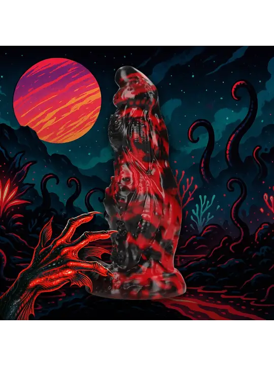 HELL NIGHT FIEND - SILICONE DILDO - RED/BLACK