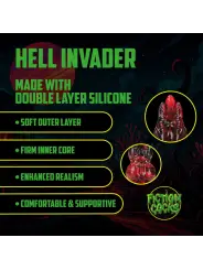 HELL INVADER - SILICONE DILDO - RED/BLACK