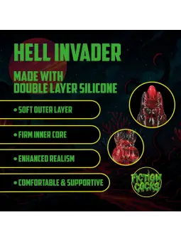 HELL INVADER - SILICONE DILDO - RED/BLACK