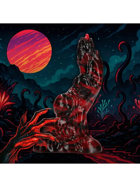 HELL INVADER - SILICONE DILDO - RED/BLACK