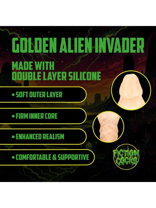 GOLDEN ALIEN INVADER - SILICONE DILDO - GOLDEN