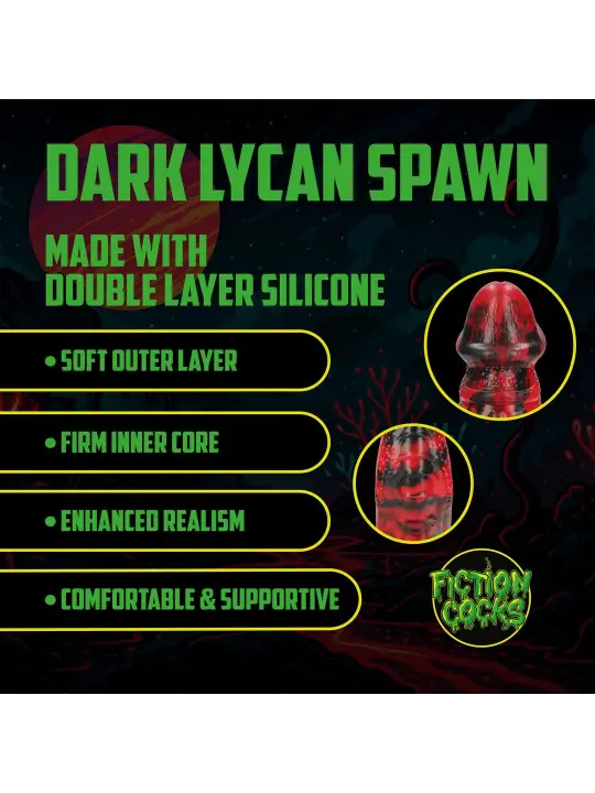 DARK LYCAN SPAWN - SILICONE DILDO - RED/BLACK