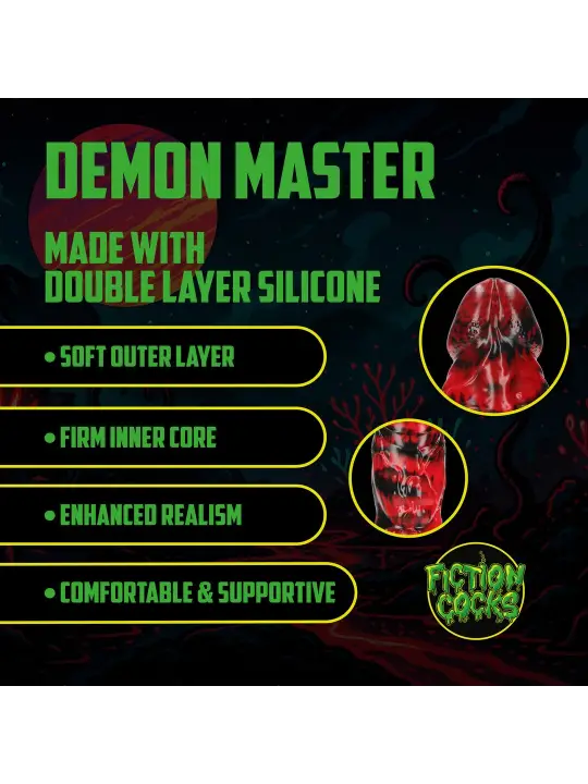 DEMON MASTER - SILICONE DILDO - RED/BLACK