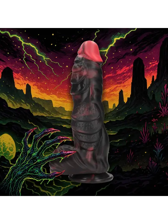INFERNAL DEMON - SILICONE DILDO - RED/BLACK