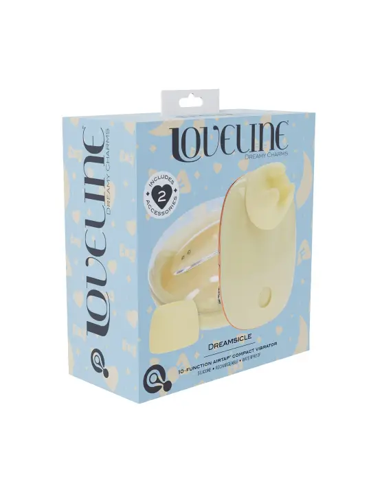 DREAMSICLE - COMPACT AIRTAP VIBRATOR WITH TWO HEAD ATTACHMENTS - YELLOW
