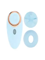 AURIE - AIRTAP VIBRATOR WITH TWO HEAD ATTACHMENTS - BLUE