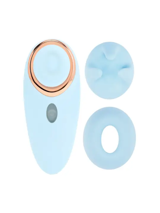 AURIE - AIRTAP VIBRATOR WITH TWO HEAD ATTACHMENTS - BLUE