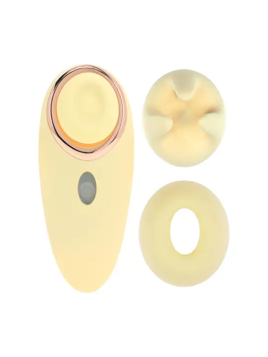 AURIE - AIRTAP VIBRATOR WITH TWO HEAD ATTACHMENTS - YELLOW