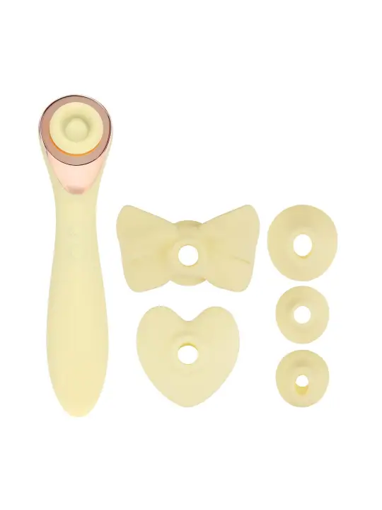 DARLING - AIRTAP WAND VIBRATOR WITH FIVE HEAD ATTACHMENTS - YELLOW