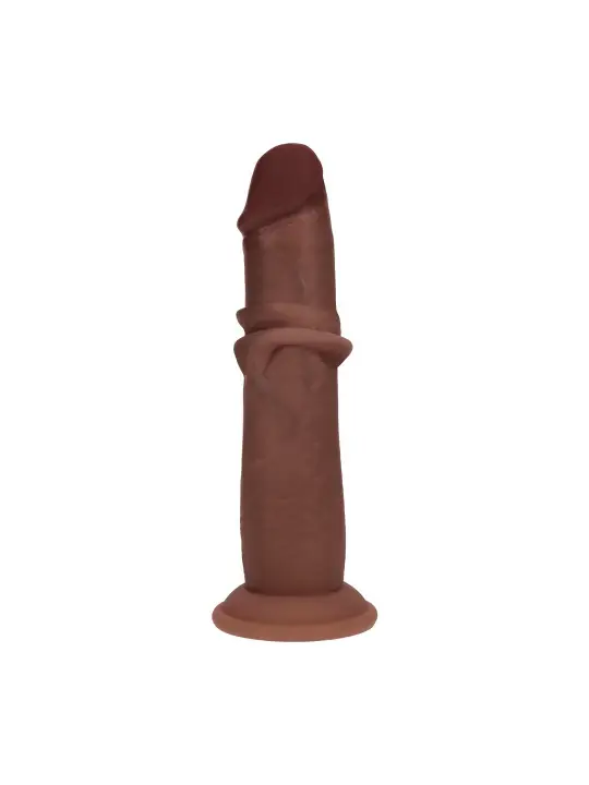 DUAL DENSITY SILICONE REALISTIC SLIDING SKIN DILDO - 6 / 15,5 CM - BROWN