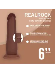 DUAL DENSITY SILICONE REALISTIC SLIDING SKIN DILDO - 6 / 15,5 CM - BROWN