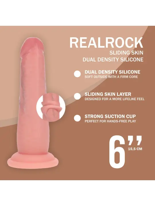 DUAL DENSITY SILICONE REALISTIC SLIDING SKIN DILDO - 6 / 15,5 CM - FLESH