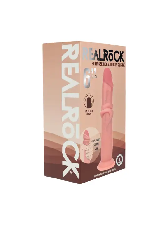 DUAL DENSITY SILICONE REALISTIC SLIDING SKIN DILDO - 6 / 15,5 CM - FLESH