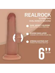 DUAL DENSITY SILICONE REALISTIC SLIDING SKIN DILDO - 6 / 15,5 CM - TAN