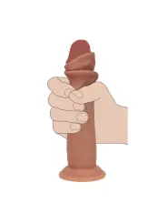 DUAL DENSITY SILICONE REALISTIC SLIDING SKIN DILDO - 6 / 15,5 CM - TAN