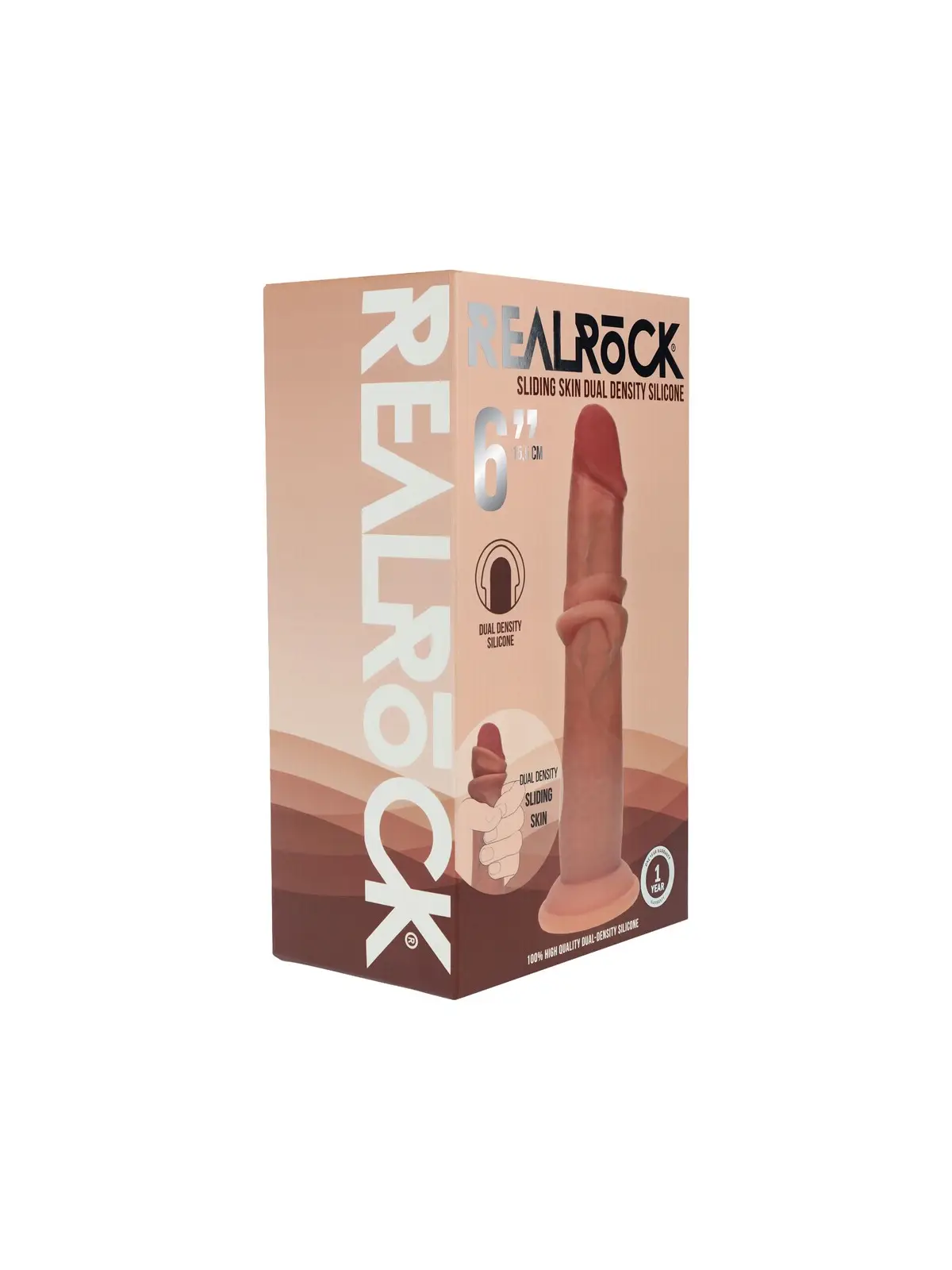 DUAL DENSITY SILICONE REALISTIC SLIDING SKIN DILDO - 6 / 15,5 CM - TAN