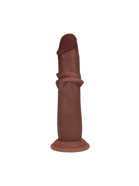 DUAL DENSITY SILICONE REALISTIC SLIDING SKIN DILDO - 7 / 18,5 CM - BROWN
