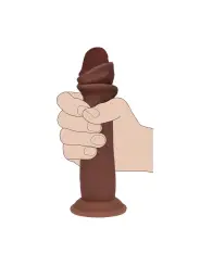 DUAL DENSITY SILICONE REALISTIC SLIDING SKIN DILDO - 7 / 18,5 CM - BROWN