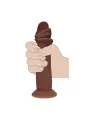 DUAL DENSITY SILICONE REALISTIC SLIDING SKIN DILDO - 7 / 18,5 CM - BROWN