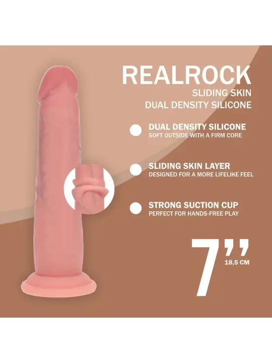 DUAL DENSITY SILICONE REALISTIC SLIDING SKIN DILDO - 7 / 18,5 CM - FLESH