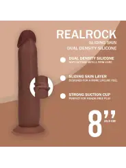 DUAL DENSITY SILICONE REALISTIC SLIDING SKIN DILDO - 8 / 20,5 CM - BROWN