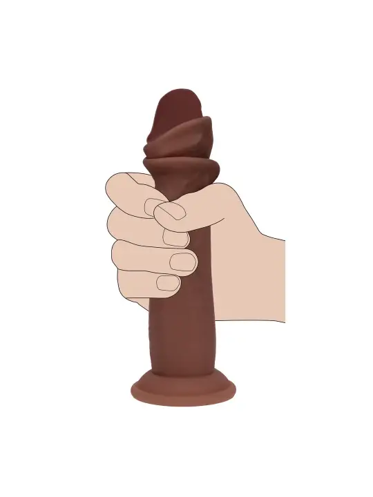 DUAL DENSITY SILICONE REALISTIC SLIDING SKIN DILDO - 8 / 20,5 CM - BROWN