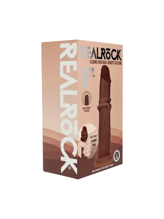 DUAL DENSITY SILICONE REALISTIC SLIDING SKIN DILDO - 8 / 20,5 CM - BROWN