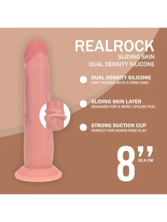 DUAL DENSITY SILICONE REALISTIC SLIDING SKIN DILDO - 8 / 20,5 CM - FLESH