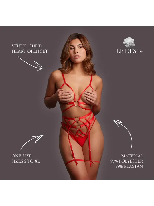 STUPID CUPID - HEART OPEN SET - ONE SIZE - RED