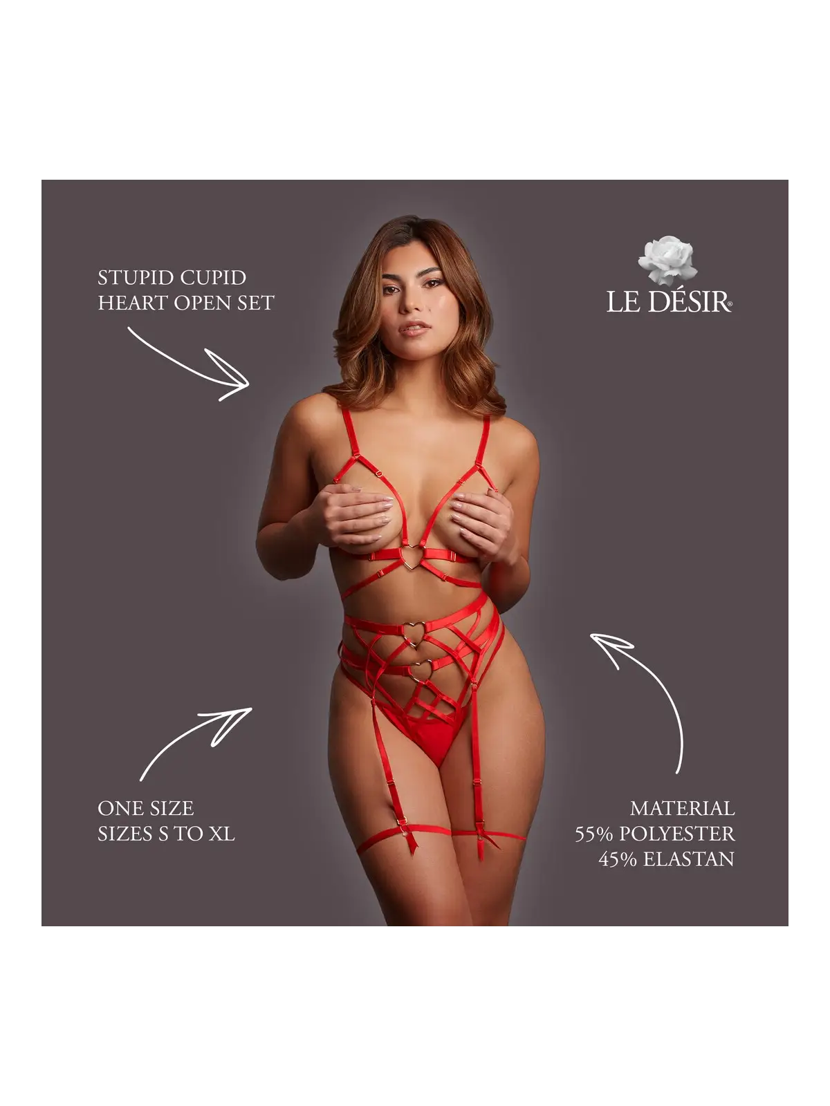 STUPID CUPID - HEART OPEN SET - ONE SIZE - RED
