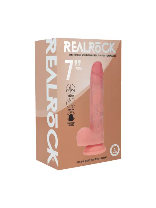 VIBRADOR DUAL DENSITY SILICONE REALISTIC THRUSTING 7 /17.8 CM FLESH REALROCK