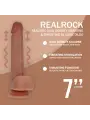 VIBRADOR DUAL DENSITY SILICONE REALISTIC THRUSTING 7 /17.8 CM TAN REALROCK