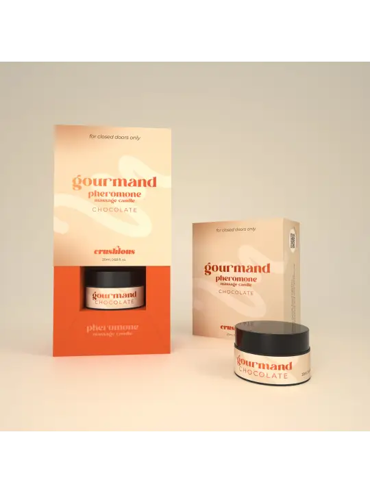 VELA DE MASSAGEM GOURMAND COM FEROMONAS E AROMA A CHOCOLATE 20ML CRUSHIOUS