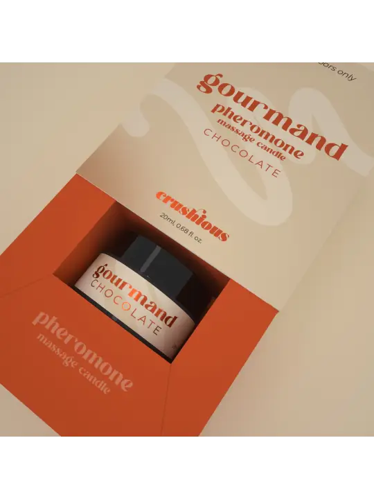 VELA DE MASSAGEM GOURMAND COM FEROMONAS E AROMA A CHOCOLATE 20ML CRUSHIOUS