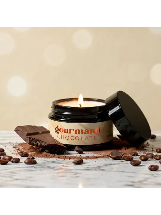 VELA DE MASSAGEM GOURMAND COM FEROMONAS E AROMA A CHOCOLATE 20ML CRUSHIOUS