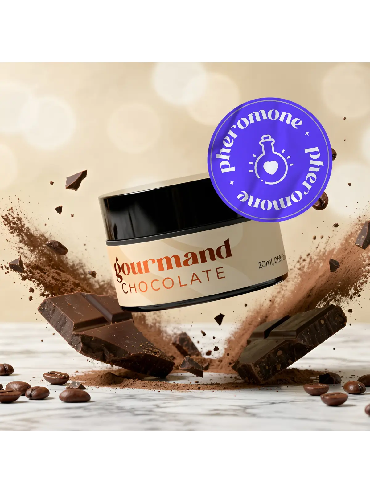 VELA DE MASSAGEM GOURMAND COM FEROMONAS E AROMA A CHOCOLATE 20ML CRUSHIOUS