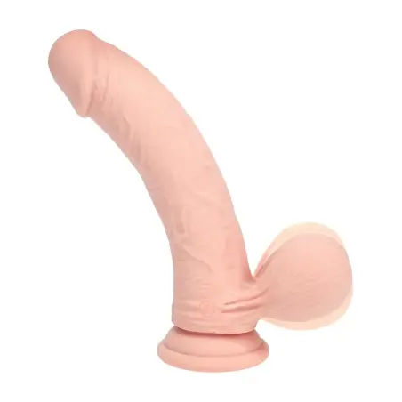 VIBRADOR RECARREGÁVEL COM TESTÍCULOS DUAL DENSITY LIQUID SILICONE 8 /20 CM FLESH REALROCK