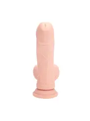 VIBRADOR RECARREGÁVEL COM TESTÍCULOS DUAL DENSITY LIQUID SILICONE 8 /20 CM FLESH REALROCK