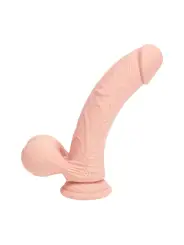 VIBRADOR RECARREGÁVEL COM TESTÍCULOS DUAL DENSITY LIQUID SILICONE 8 /20 CM FLESH REALROCK