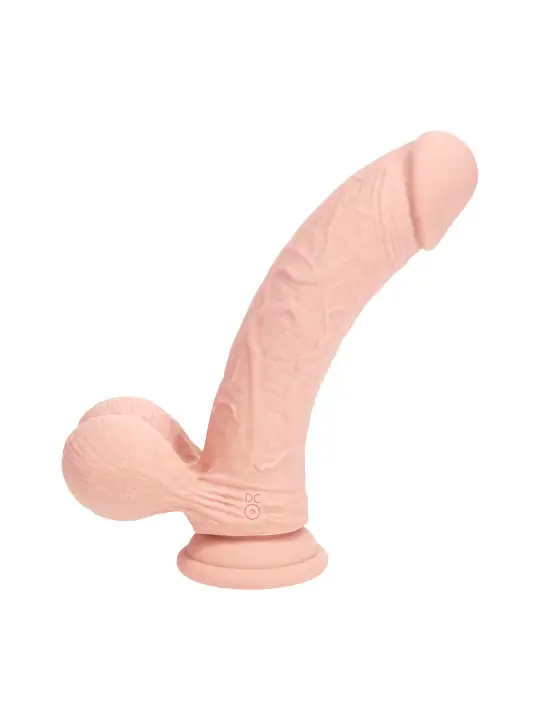 VIBRADOR RECARREGÁVEL COM TESTÍCULOS DUAL DENSITY LIQUID SILICONE 8 /20 CM FLESH REALROCK