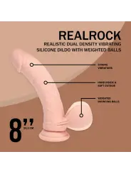 VIBRADOR RECARREGÁVEL COM TESTÍCULOS DUAL DENSITY LIQUID SILICONE 8 /20 CM FLESH REALROCK