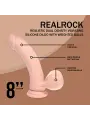 VIBRADOR RECARREGÁVEL COM TESTÍCULOS DUAL DENSITY LIQUID SILICONE 8 /20 CM FLESH REALROCK