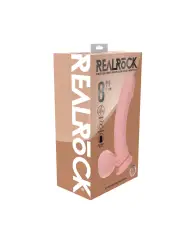 VIBRADOR RECARREGÁVEL COM TESTÍCULOS DUAL DENSITY LIQUID SILICONE 8 /20 CM FLESH REALROCK
